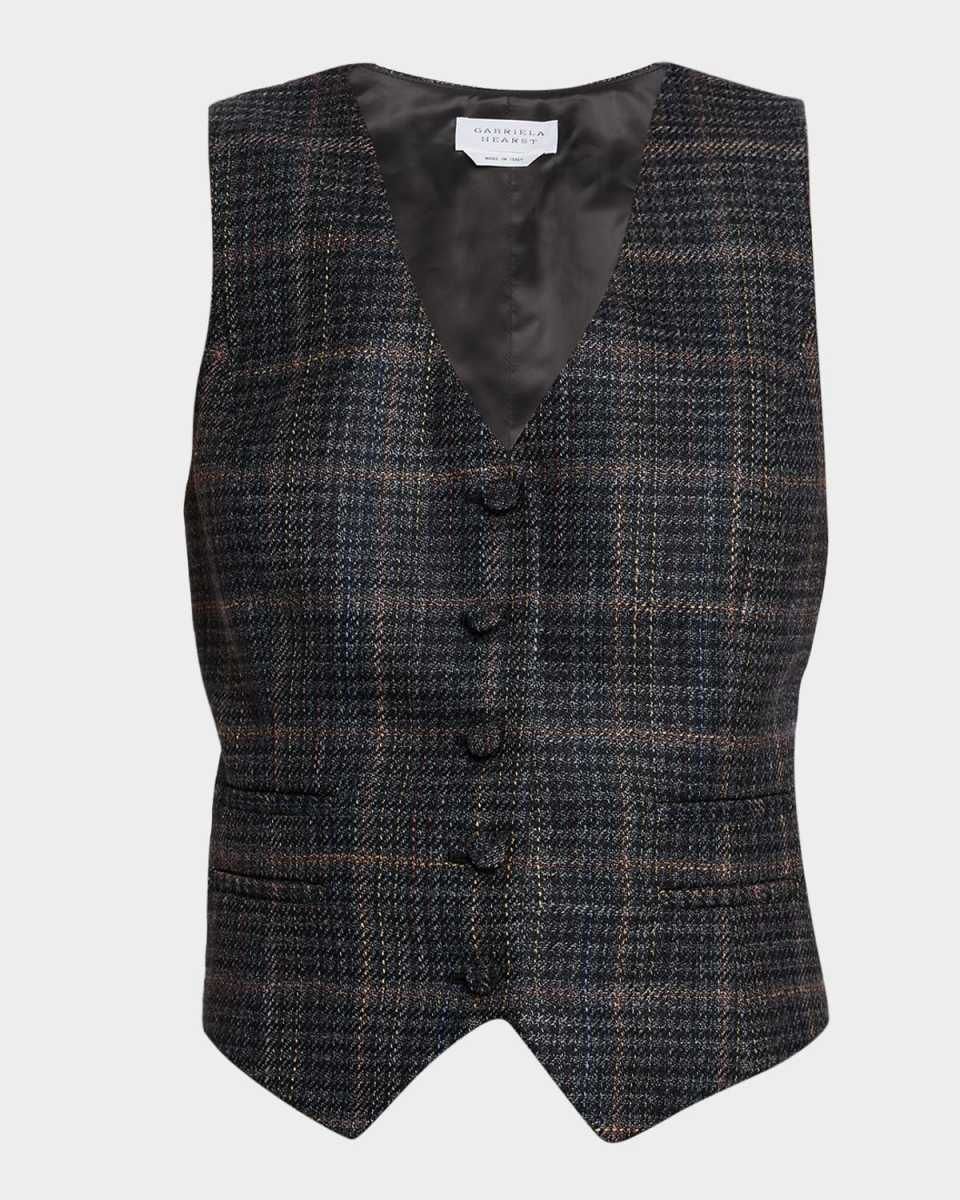 Coleridge Wool-Silk Plaid Vest